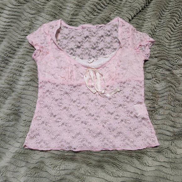Delicate Pink Lace Tee - Picture 1 of 4